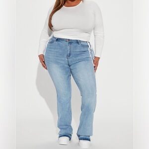 High rise hem flared jeans